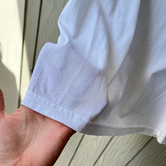 Vintage Jerzees Hot Air Balloon Embroidery White Tee L Heavyweight Blend - Picture 6 of 9